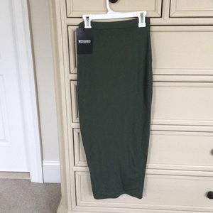 Misguided khaki/olive bodycon midi-skirt